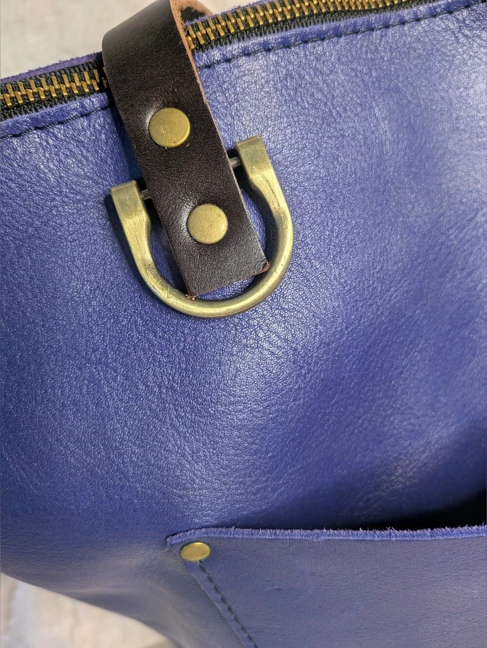 Portland Leather Goods Large Cobalt Blue Zipper Tote Bag
